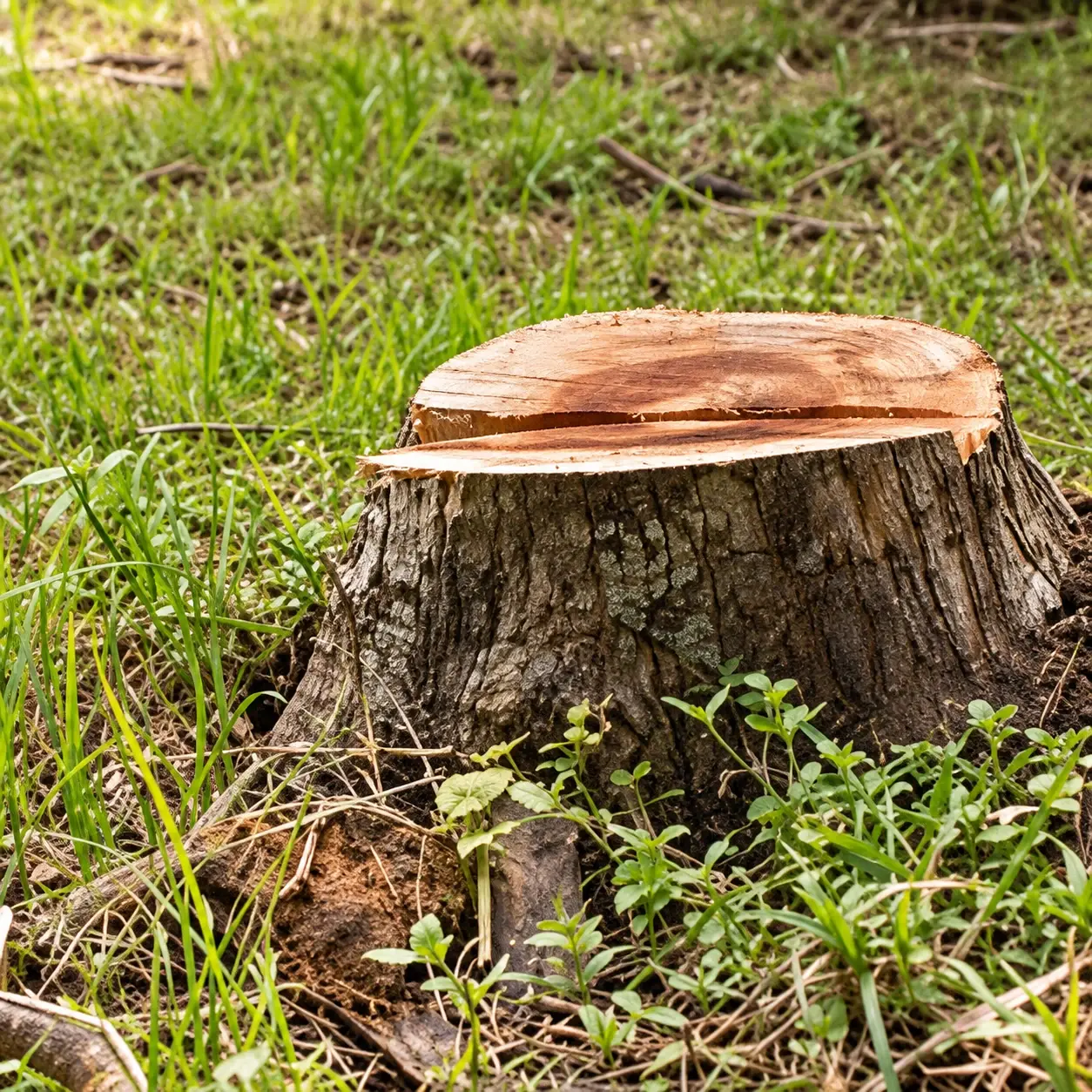 Tree stump ready for professional stump grinding